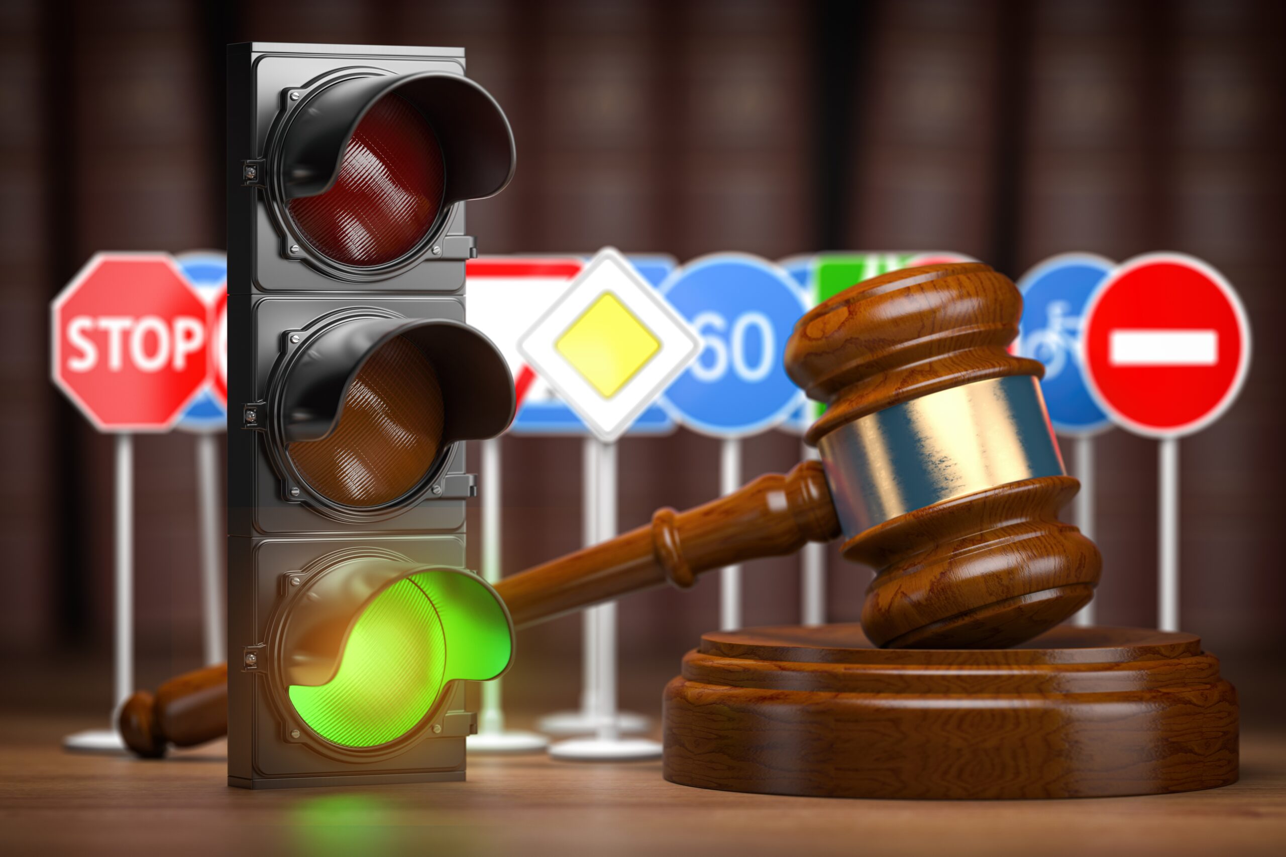 Traffic,Law,Concept.,Judge,Gavel,With,Traffic,Lights,And,Traffic